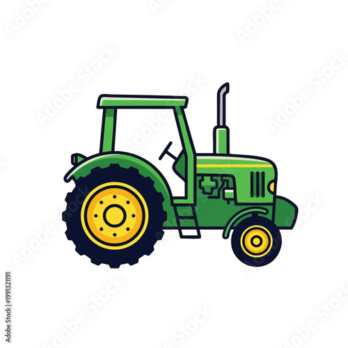 Colorful Green Tractor Illustration for Farming and Agriculture Visuals