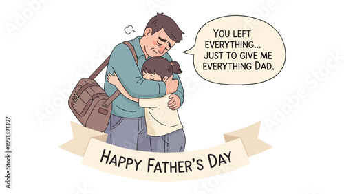Tableau sur toile Father's Day Sentiment: A heartwarming illustration captures a tender moment as a father embraces his child