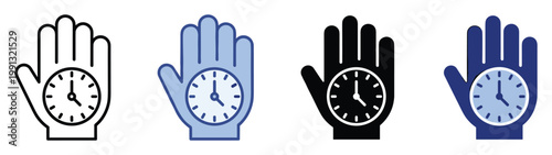 Hand with clock icon representing time management and productivity for business presentations