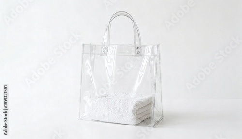 투명 가방 속 하얀 수건
