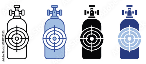 Air tank icon with target symbol, useful for illustrating precise goals or focused industrial applications