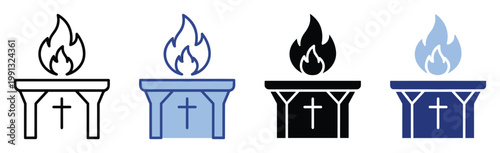 Religious memorial flame icon representing faith and remembrance for spiritual events and graphic designs