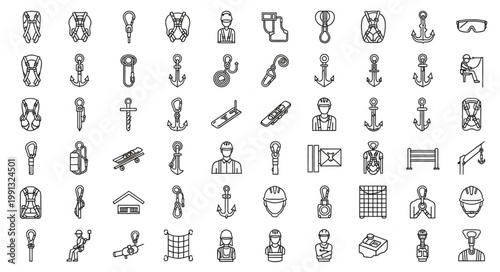 Nautical Icons Collection - Anchors, Ships, and Maritime Symbols.