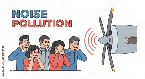 Noise Pollution Caused by Airplane Engine Affecting People.