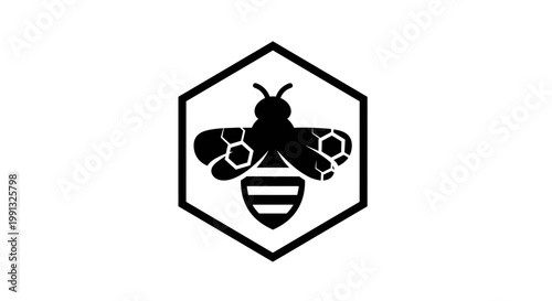 Black bee in hexagon logo 1.