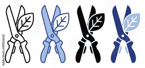 Essential garden pruning shears with a leaf icon, representing plant care and harvesting for horticulture projects