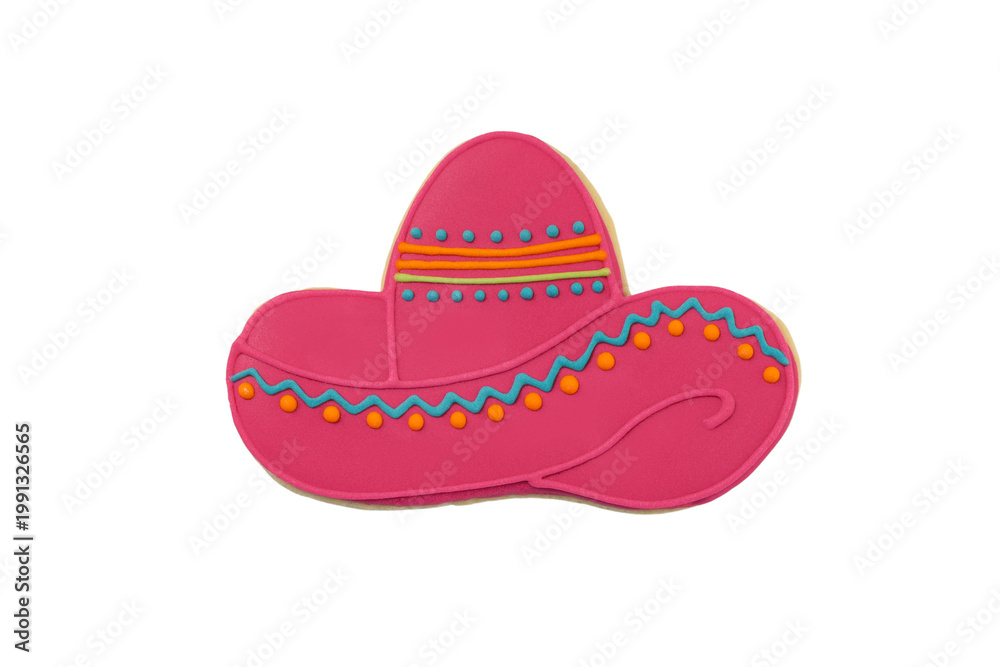 Fototapeta premium Cookie shaped like a sombrero for Cinco de Mayo, isolated, PNG