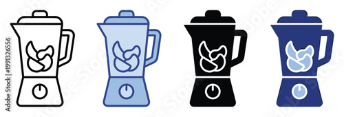 Modern kitchen blender icon with fresh ingredients, ideal for culinary apps and healthy lifestyle promotions.