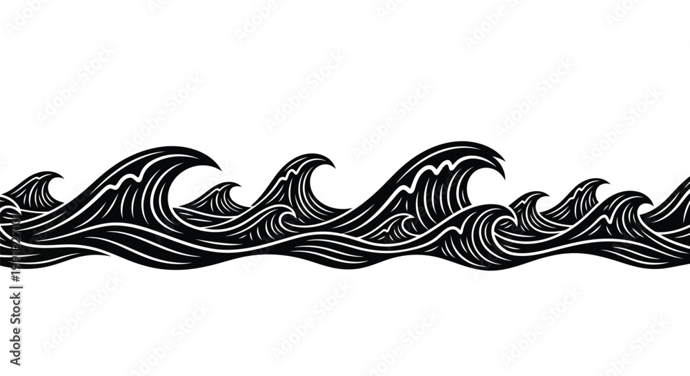 Fototapeta premium A black and white drawing of a wave