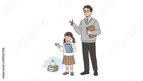 Lesson Time: A depiction of a mentor guides a young student through the joys of learning, symbolizing the essence of mentorship.