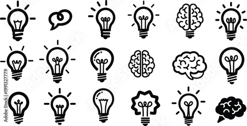 Idea innovation icons editable stroke vector illustration set for creative concepts brainstorming and problem solving
