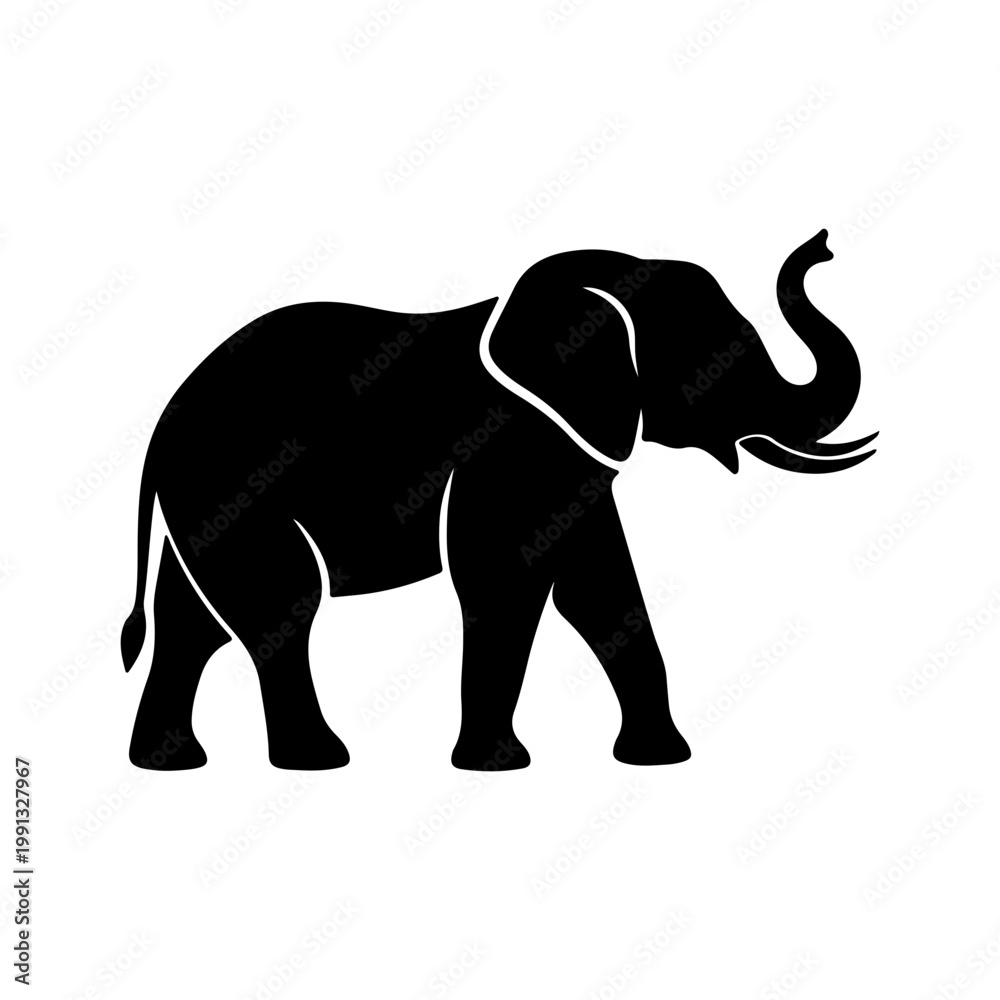 Fototapeta premium Black elephant silhouette icon