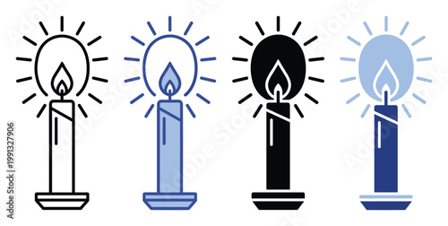 Stylized candle light icon representing hope and spirituality perfect for various digital and print media projects