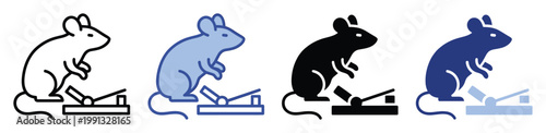 Simple mouse and mousetrap graphic variations suitable for pest management and rodent control applications