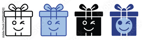 Adorable present boxes with happy winking faces symbolizing festive events and joyful occasions
