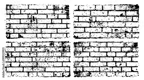 Four distressed white brick wall vector graphics designs