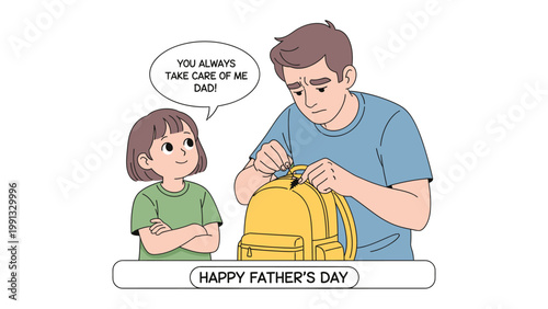 Father's Day Connection: A heartwarming illustration depicts a father and daughter sharing a special moment, highlighting the bond of care and appreciation. 