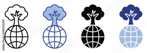 Global tree symbol representing environmental conservation and ecological sustainability for educational resources and ecofriendly initiatives