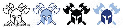 Warrior helmet and battle axes vector symbol representing strength, courage, and ancient history concepts for various projects
