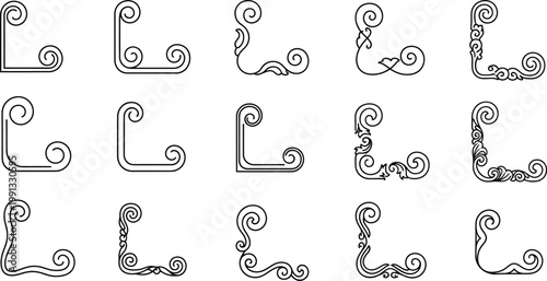 Intricate letter 'l' variations editable stroke vector illustration set for design typography projects