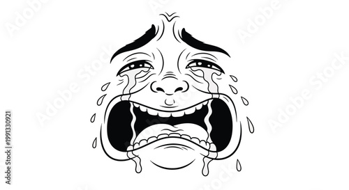 A crying face with tears of sadness.