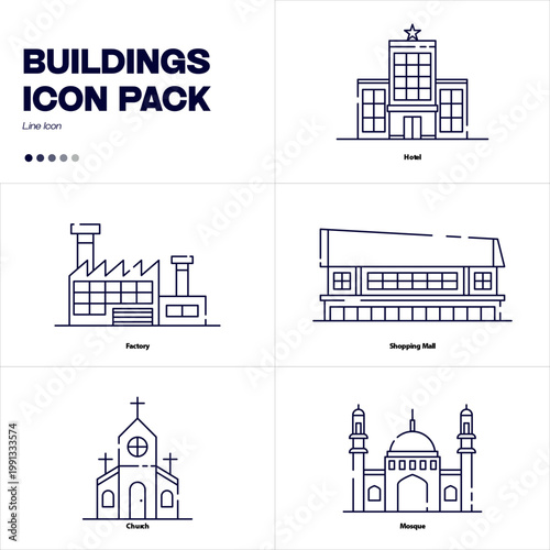 Collection of Outline Vector and icon building and landmark
