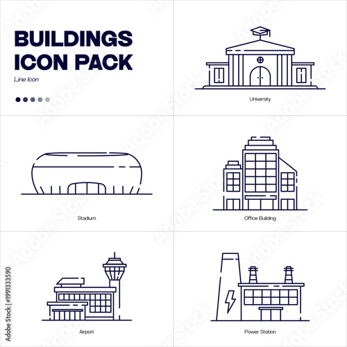 Collection of Outline Vector and icon building and landmark