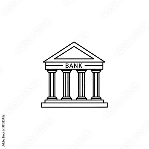Bank Icon: A minimalistic depiction of a classical building with prominent columns, conveying a sense of financial institution.