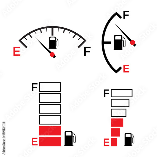 Icon sheet inflat icon vector of vehicle fuel gauge indicator sheetdikator bensin