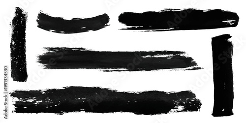 black and white paint brush strokes. Vector brush Stroke . Distressed banner . Black stripes isolated. paintbrush collection . Modern Textured shape. Bulge lines