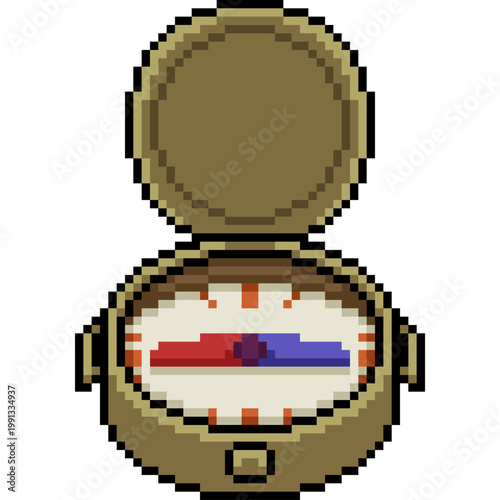 pixel art isolated background of old compass direction