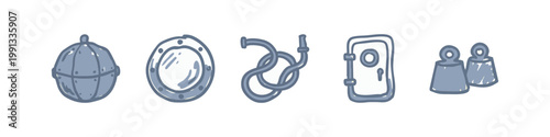 Doodle Icons of Nautical and Safety Equipment