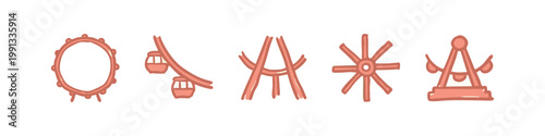Doodle Icons of Amusement Park Rides