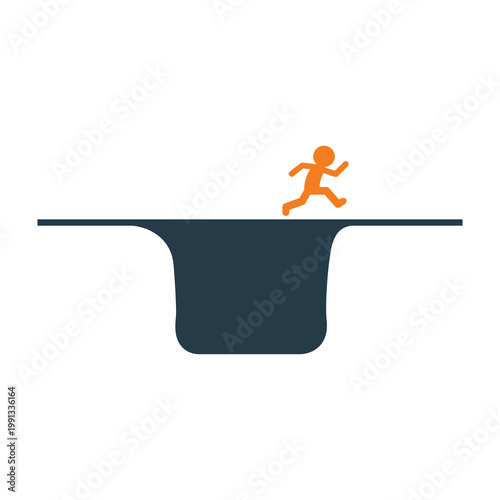 Man jumping over a cliff edge in a moment of crisis