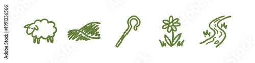 Green Nature and Farming Icons