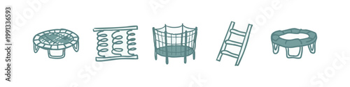 Teal Trampoline and Spring Icons