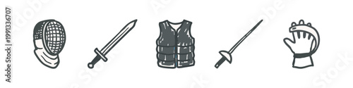 Fencing Equipment and Swords Icons