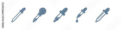 Hand-drawn dropper icons: pipette, eyedropper, liquid drop