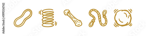 Hand-drawn physics and motion icons: oval, spring, bone, rope, circle
