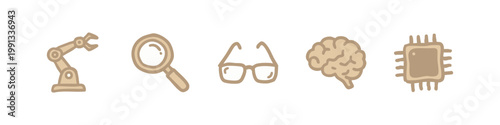 Artificial Intelligence and Technology Research Hand Drawn Icons