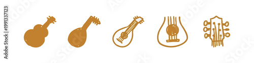 Acoustic Music and String Instrument Doodles with Guitar and Lute Shapes