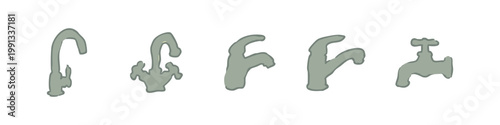 Water Taps and Faucets Plumbing Hand Drawn Icons