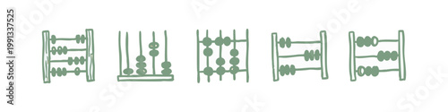 Set of Hand Drawn Abacus Counting Frames for Math and Education Concept