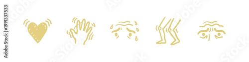 Hand Drawn Health Symptom Icons Depicting Anxiety Stress Sweating and Physical Discomfort