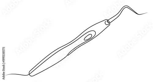 Continuous single line drawing of a precision dental instrument ideal for medical clinic promotions and professional healthcare materials