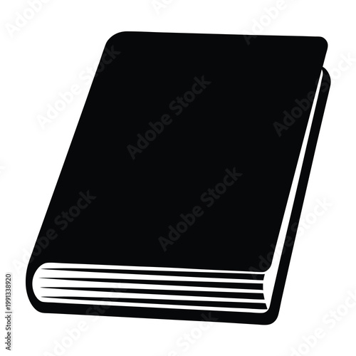 Simple solid black book with white pages on a white background image