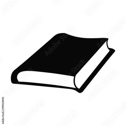 Illustration of a closed book with black cover and plain pages