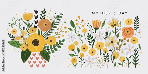 A colorful floral arrangement celebrating mother s day with yellow and orange hues