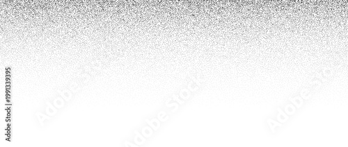 Stippled grain gradient background. Dotted noise sand texture. Black sprayed dots surface. Fading grunge dust grit overlay. Halftone speckles, particles or specks wallpaper. Vector rough grit backdrop
