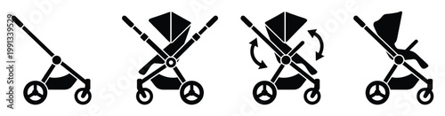 Modern baby strollers and pushchairs with adaptable designs, ideal for childcare applications and parenting content.